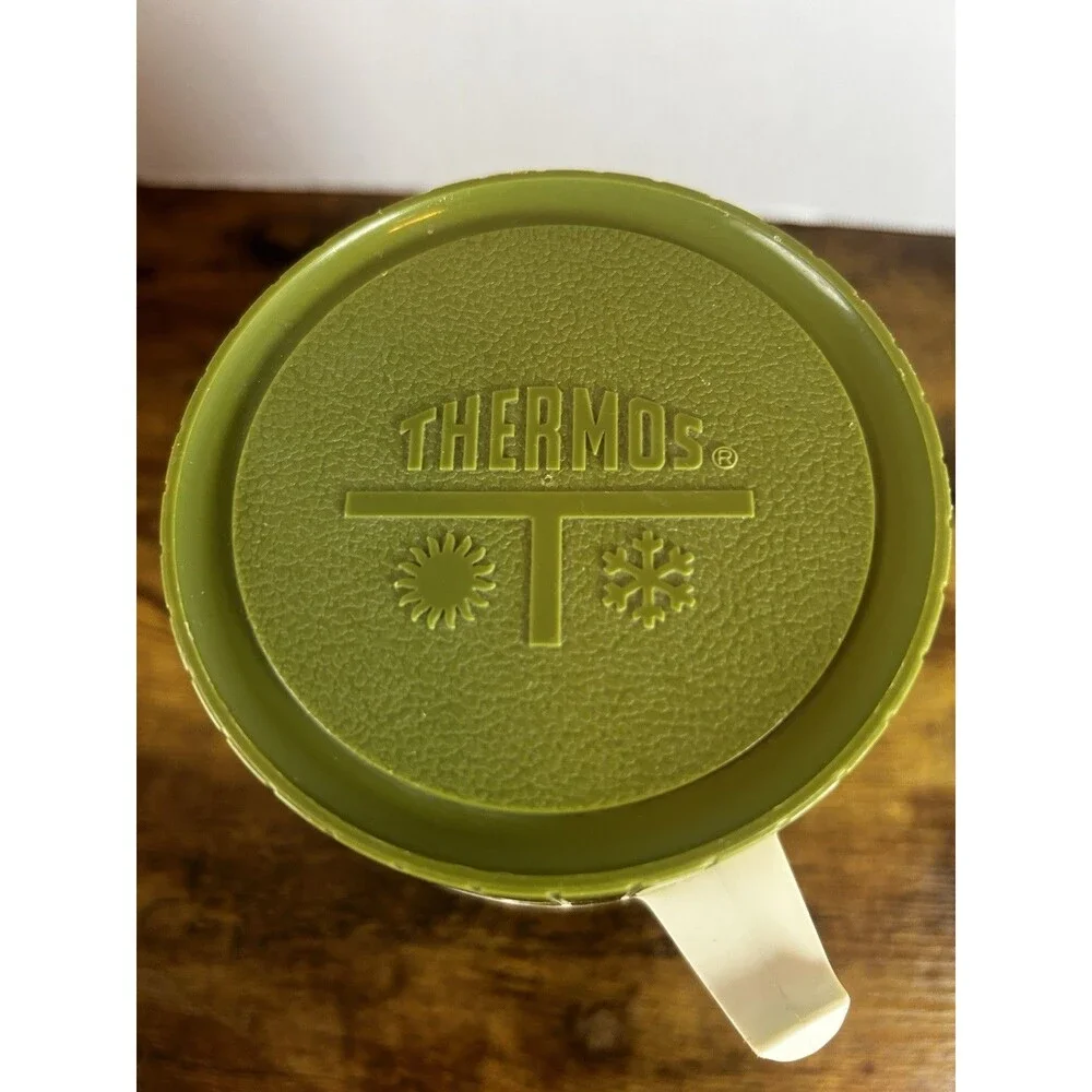 Vintage Thermos Vacuum Jar King Seeley Model 7202 Pint Avocado Green Retro USA